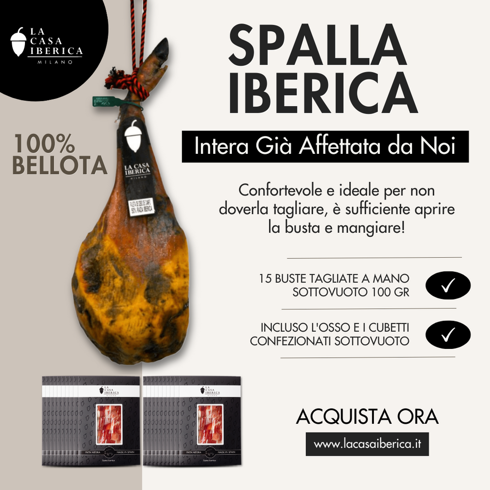
                  
                    Spalla Iberica Iberica INTERA E GIÀ TAGLIATA (100% BELLOTA)
                  
                
