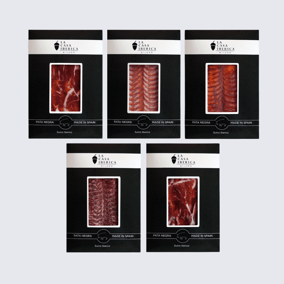 Scatola Affettati Iberici  La Casa Iberica - 5 x 100 gr/cad - La Casa Iberica Milano